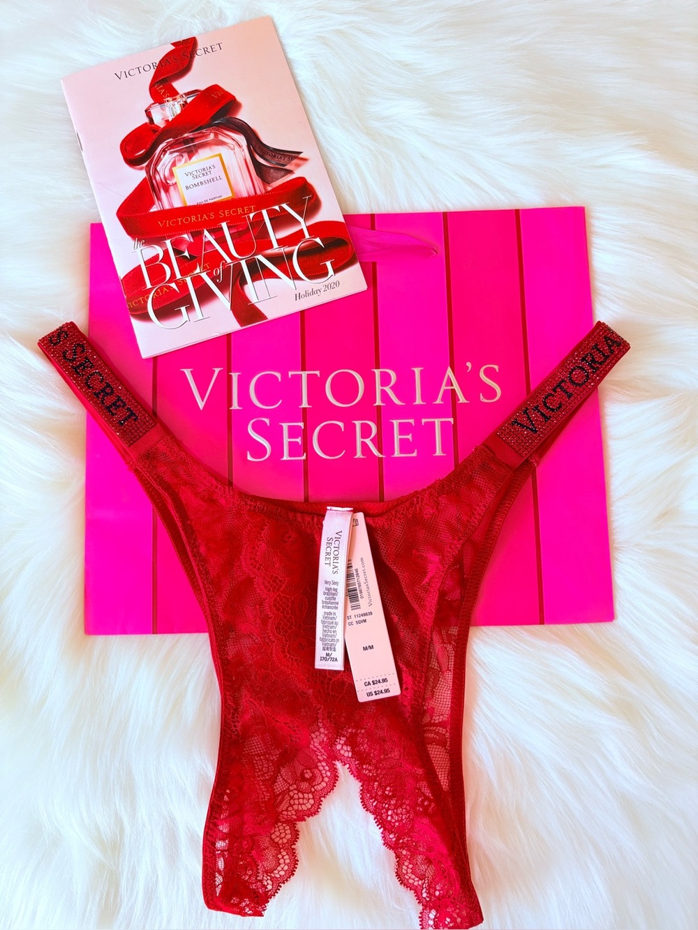 ❤️❤️Victoria’s Secret logo shine strap panty (M)❤️❤️